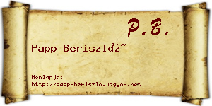 Papp Beriszló névjegykártya
